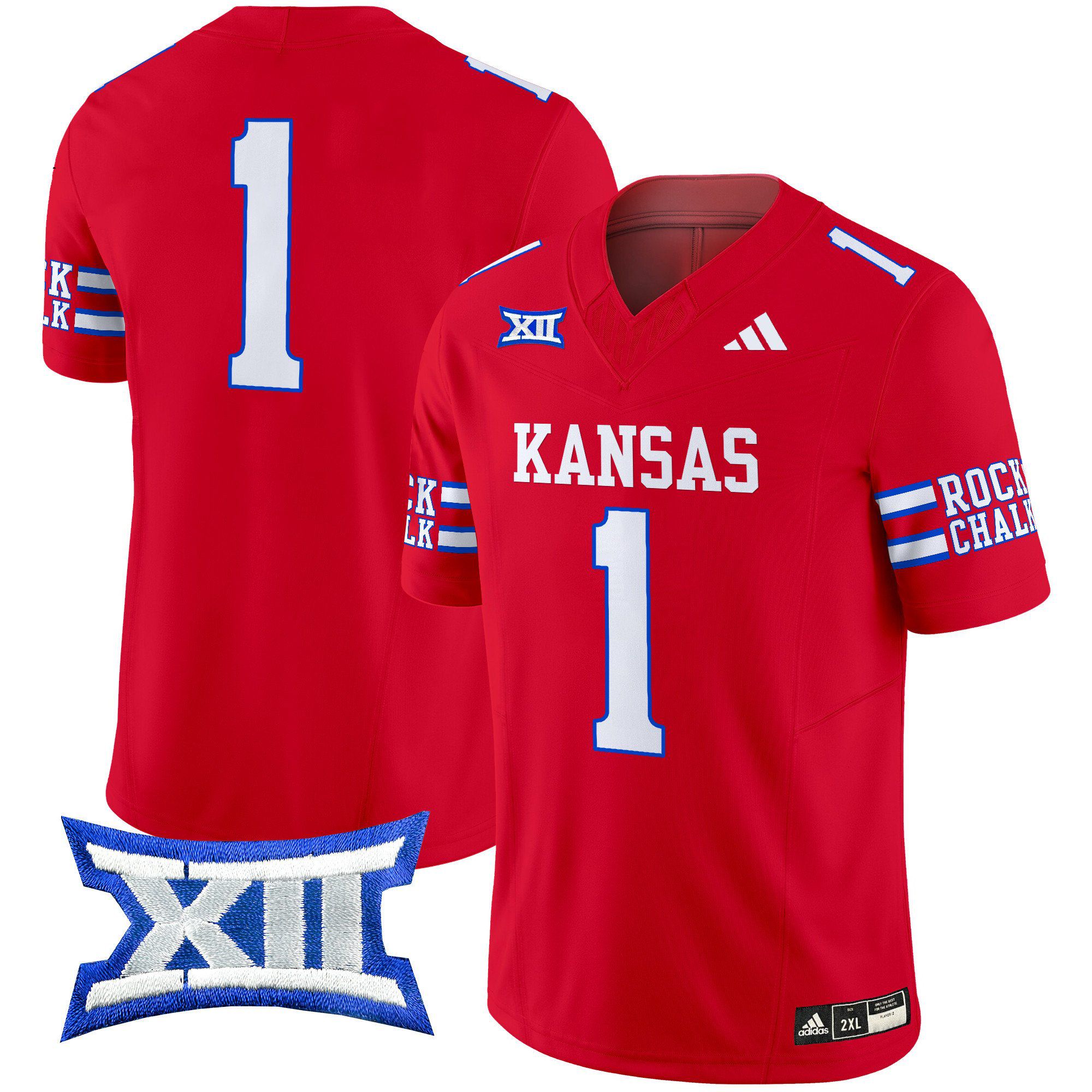Men Kansas Jayhawks #1 No Name Red 2024 Vapor Limited NCAA Jersey